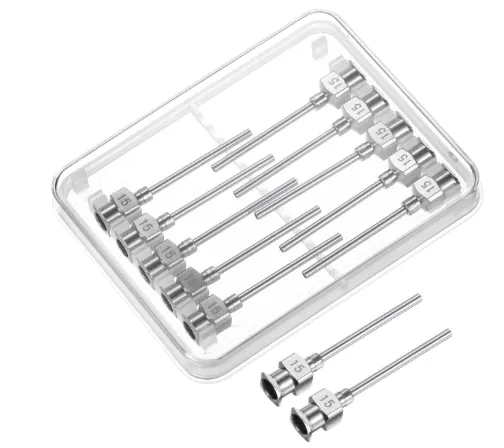 15G Stainless Steel Dispensing Needles, 1″ Glue Needle Tube Blunt Tip 12 Pack