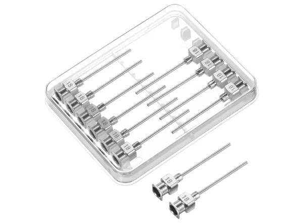 18G Stainless Steel Dispensing Needles, 1″ Glue Needle Tube Blunt Tip 12 Pack